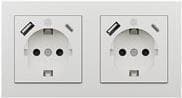 Raidsonic ICY BOX IB-MPS4200W-PD - Stik - 2P+E - Type F, USB, USB Type-C - med lås - 1 stik, 1 USB-port, 1 USB-C-stik - 3 A - hvid (pakke med 2 ) (IB-