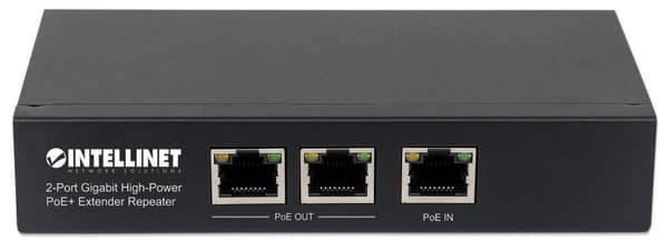 Intellinet 2-portars Gigabit High-Power PoE+ Extender Repeater - Repeater - GigE - 10Base-T, 100Base-TX, 1000Base-T - 2 portar - RJ-45 / 2 x RJ-45 - u