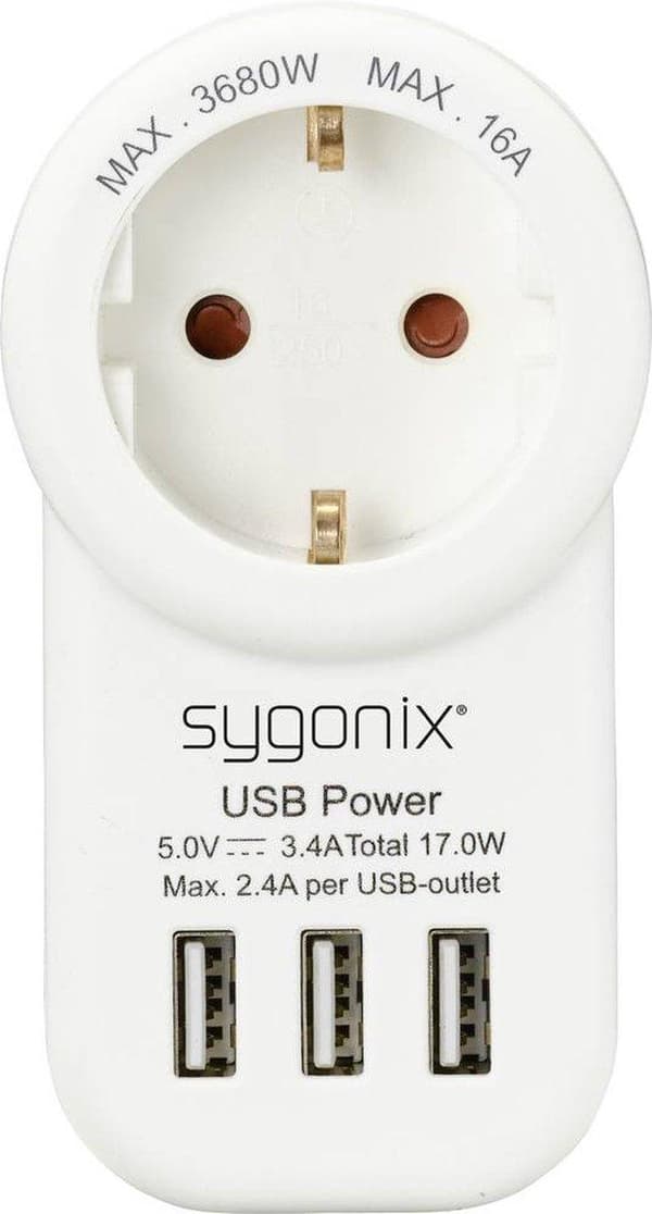 Sygonix SY-4755856 Väggkontakt Med USB Vit