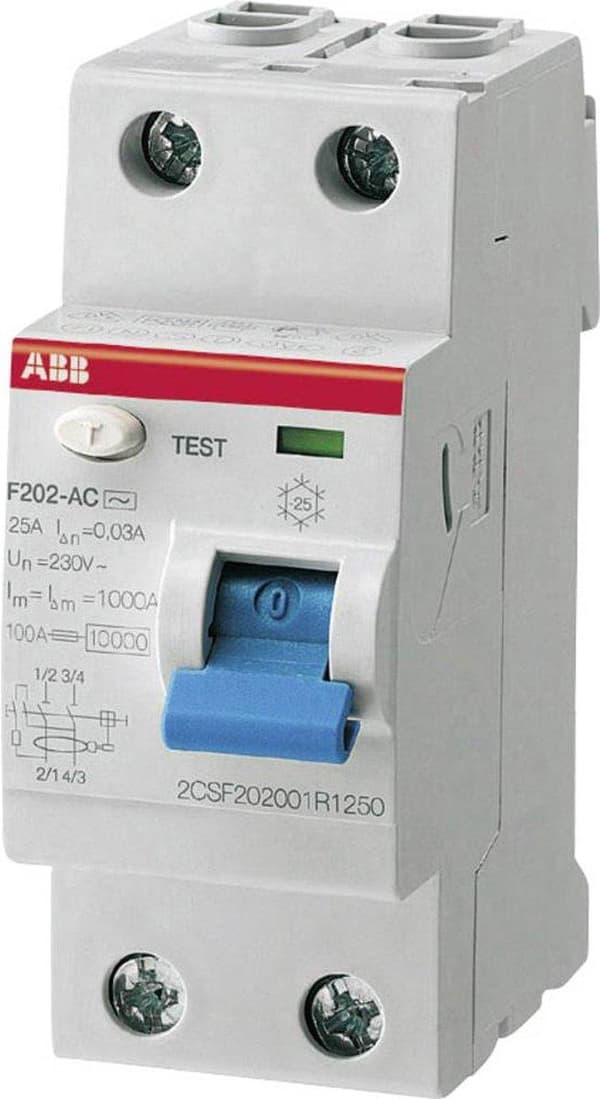 ABB 2CSF202101R1250 ABB Stotz S&J Fejlstrømsafbryder A 2-polet 25 A 0,03 A 230 V