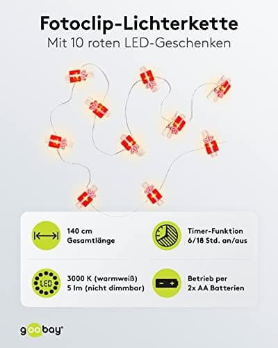 Goobay 10 LED fotoclips lyskæde "gave (60249)