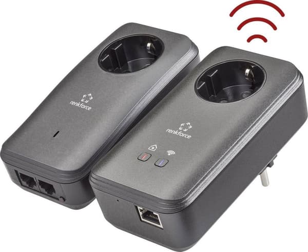 Renkforce PL600D WiFi Powerline WiFi startsæt 500 MBit/s