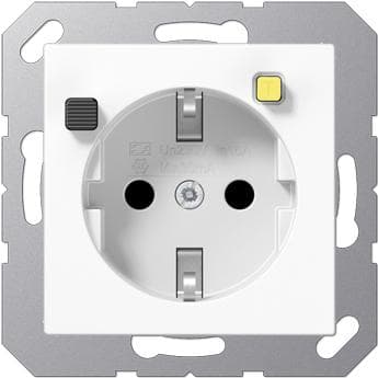 JUNG A 5520.30 WW. Fatningstype: Type F. Farve på produkt: Hvid, Materiale: Termoplast. Indgangsspænding: 250 V, strøm (maks.): 16 A (A5520.30WW)