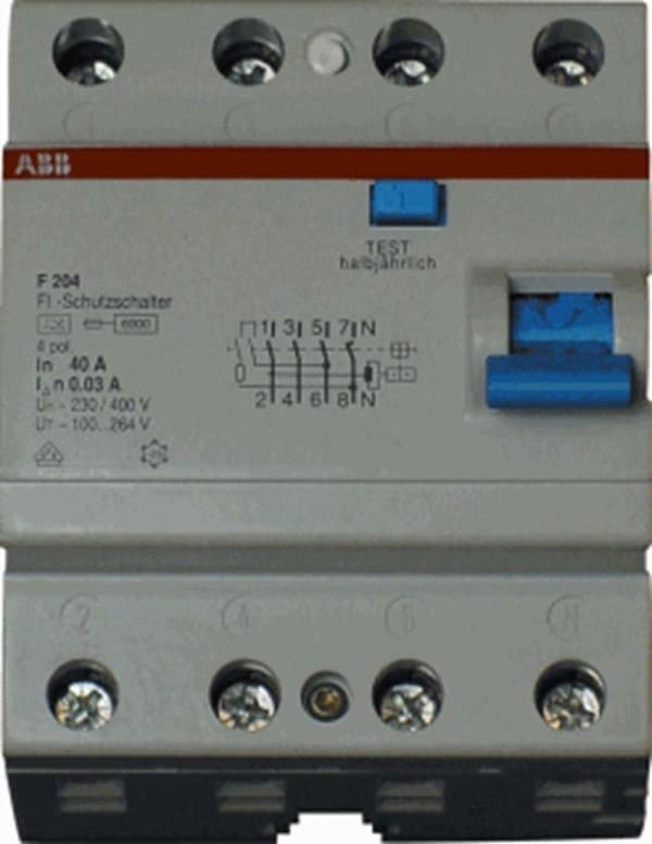 ABB fejlstrømsafbryder FI 40 A 300 mA 3 + N (F204 A-40/0,3)
