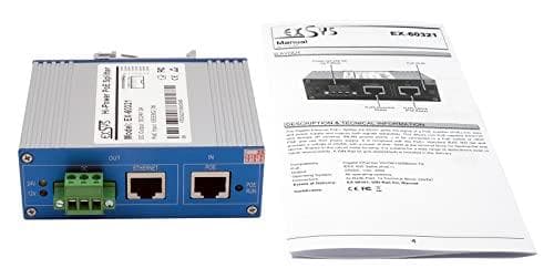 Ethernet PoE++ Splitter 10/100/1000M 802.3bt,24VDC/2A/48W (EX-60321)