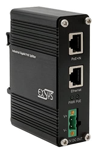 Industriel Ethernet PoE+ Splitter 802.3at, 12VDC/20W,10/100/1000Mbps (EX-60325)
