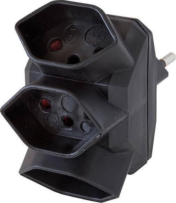 Brennenstuhl grenstik 3x schweizisk fatning type J (T13) - CH type J (T12) stik 230V sort (1508022102)