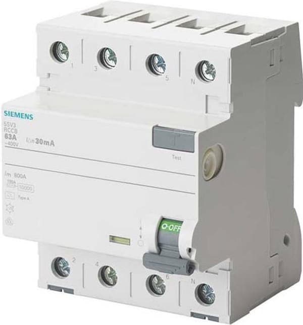 RCCB type A 63A 3+N-pol.300mA 400V 4TE selektiv 5SV3646-8 (5SV36468)