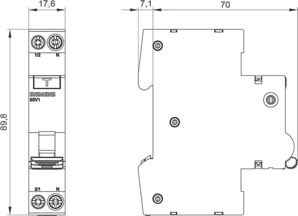 Siemens 5SV1316-7KK06 FI/LS kompakt 6kA type A 30mA C6 (5SV13167KK06)