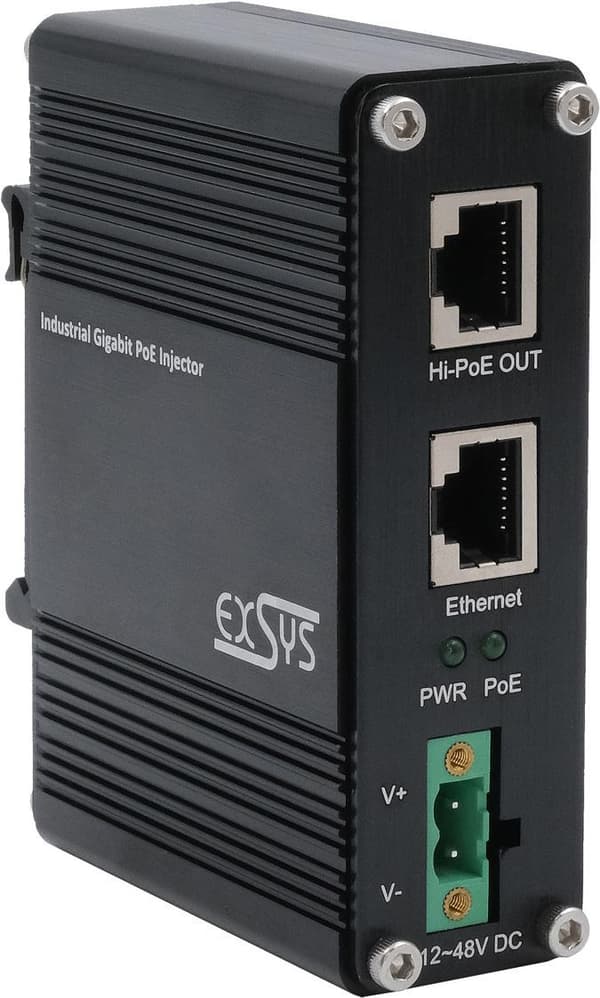 EXSYS GmbH PoE+ Gigabit -suutin 60 W, -40°C - +80°C (EX-60310)