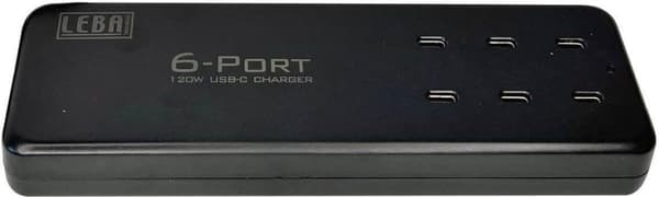 Leba NoteCharge 6 -porttia, USB-C (NCHAR-UC6-20W-SC) musta