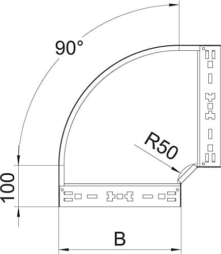 OBO Bettermann Vertr albue 90 grader 85x200mm RBM 90 820 FS (6041492)