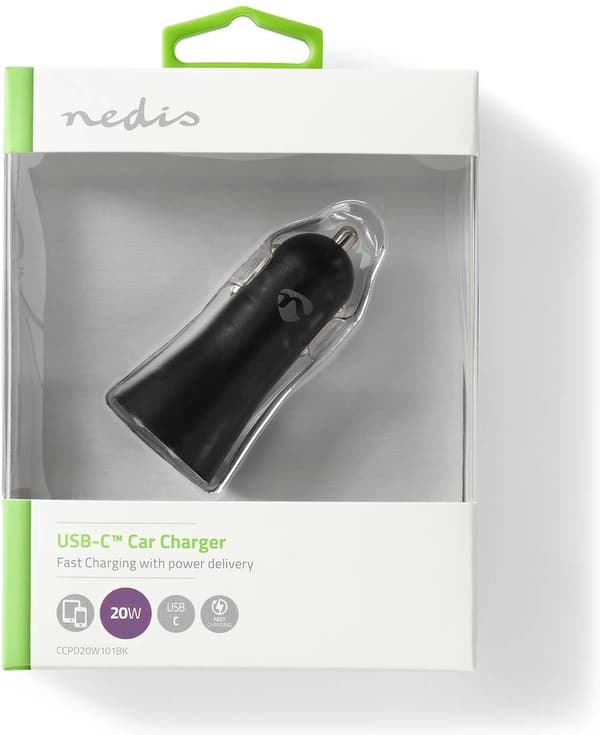 Nedis-autolaturi 20 W 1,67 2,22 3,0 A - Lähtöjen määrä: 1, Portin tyyppi: USB-C™, Automaattinen jännite