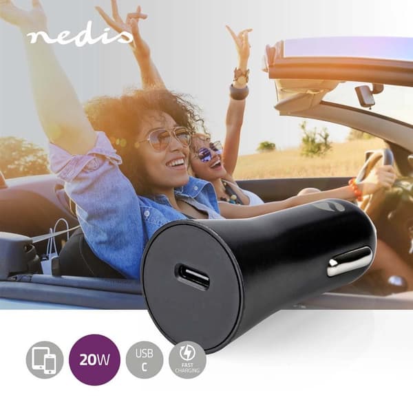 Nedis-autolaturi 20 W 1,67 2,22 3,0 A - Lähtöjen määrä: 1, Portin tyyppi: USB-C™, Automaattinen jännite