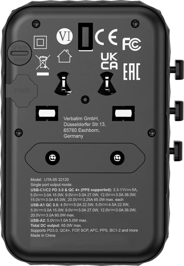 Verbatim UTA-05 GaN III universal rejseadapter