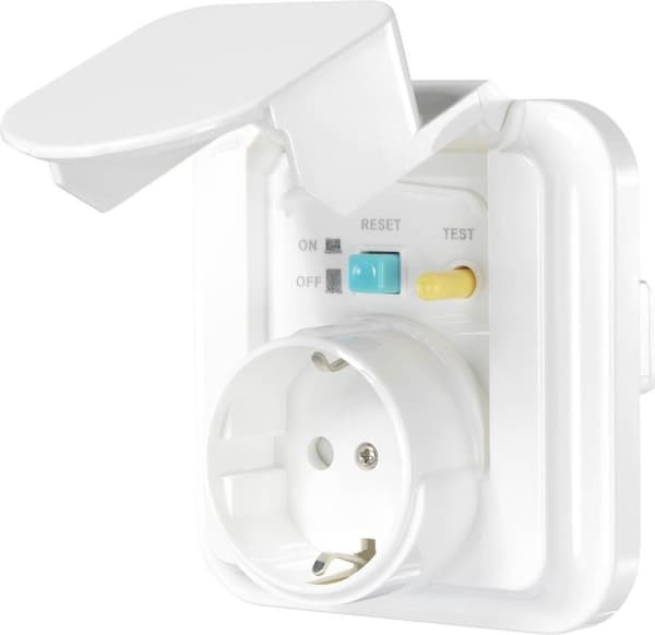 Sygonix SY-5775152 1-vägs jordfelskontakt (under disk) Barnskydd IP44 Vit