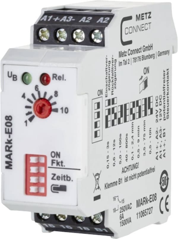 Metz Connect 11065727 MARk-E08 tidsrelæ multifunktionel 24 V/AC, 24 V/DC 1 stk. 1 skiftekontakt (