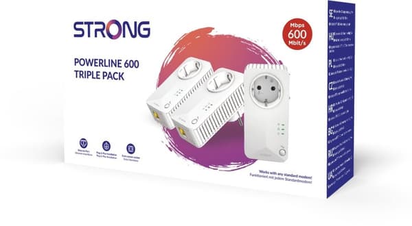 Stærk Powerline 600 triple EU V2 - Ikke Wi-Fi - 300 MBit/s 2,4 GHz