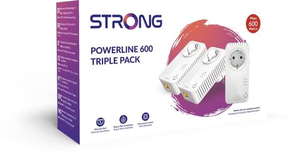 Stærk Powerline 600 triple EU V2 - Ikke Wi-Fi - 300 MBit/s 2,4 GHz
