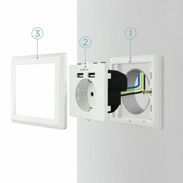 Vægstik med 2 USB-porte TooQ 10.35.0010 5V/2.4A Hvid 2,4 A