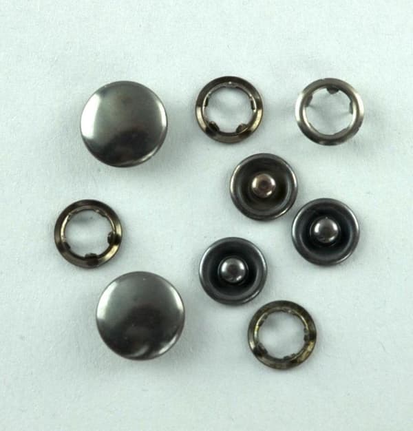 inslagstryckknappar gammal nickel typ 4-7 - antracit - 15 mm - inslagstryckknappar - 12 tryckknappar