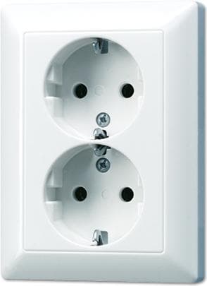 JUNG Schuko dobbeltfatning AS5020UWW AS 500/A plus alpin hvid AS5020UWW (AS5020UWW)