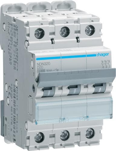 Afbryder 3p NDN32010kA D karakteristik 20A 3 (NDN320)