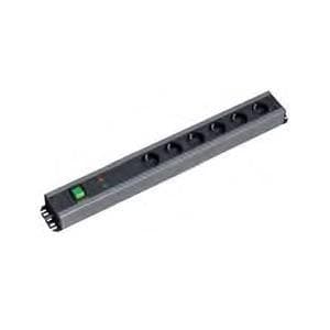 Bachmann håndværksliste 6-vejs 90°, ÜSS, filter 6 stikkontakter med jordkontakt, 90°, stikkontaktafstand 15 mm, 1x overspændingsbeskyttelse + net- og