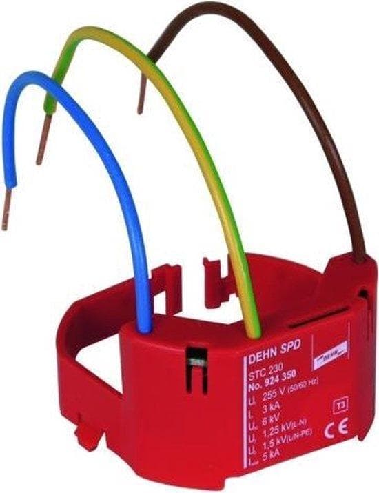 DEHN STC 230. AC-stiktyper: Terminal, AC-indgangsfrekvens: 50/60, Spidsstrøm-Normal tilstand: 5000 A. Ledningslængde: 0,12 m. Farve på produkt: Rød. V