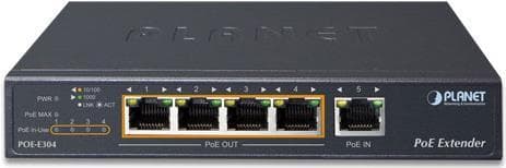 PLANET POE-E304 PoE Extender - netværksforlænger - GigE - 10Base-T, 100Base-TX, 1000Base-T - 4 porte - op til 200 m (POE-E304) Blå