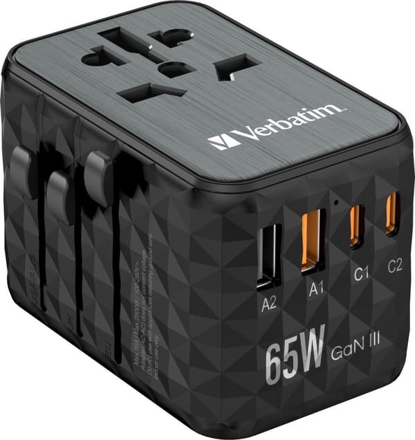 Verbatim UTA-05 GaN III universal rejseadapter Sort
