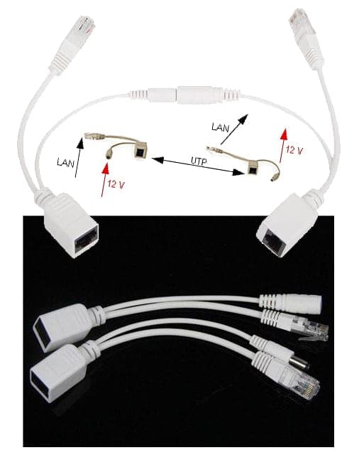 PoE-adapter strömförsörjning över tvinnat par 0,15m vit Gembird