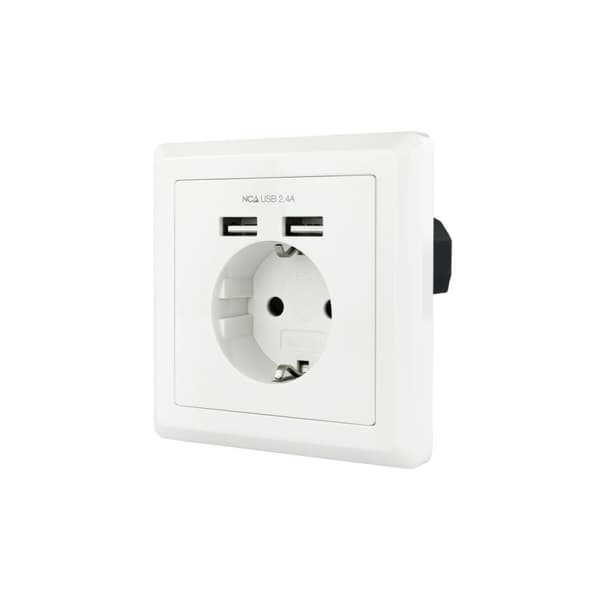 Vægstik med 2 USB-porte NANOCABLE 10.35.0010 5V/2.4A 5 V 2,4 A Hvid