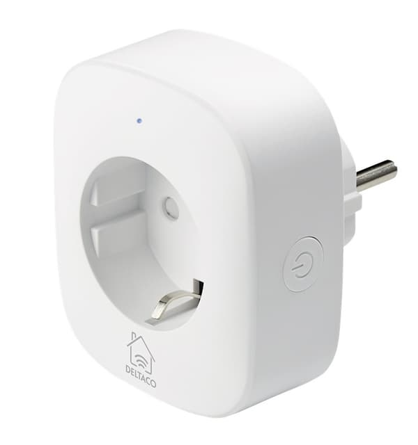 DELTACO Smart hjemmebryter, WiFi, energimåler, hvit