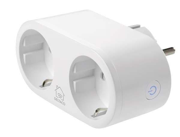 Deltaco Smart Home 2x strömbrytare, Energimätare, WiFi, Vit