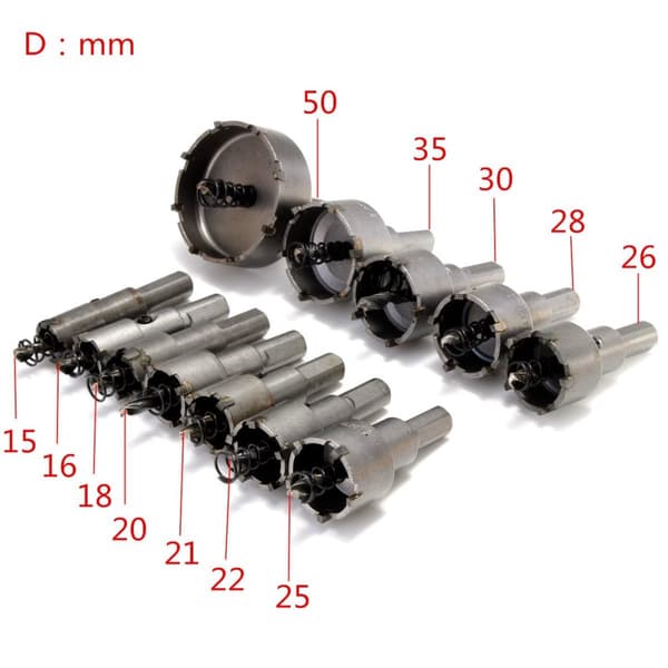 12 st 15-50 mm HSS Hålsågssats TCT-borrspets Hålsåg för metallegering Rostfri stålskärare