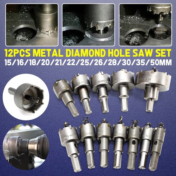 12 st 15-50 mm HSS Hålsågssats TCT-borrspets Hålsåg för metallegering Rostfri stålskärare