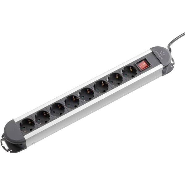 Renkforce 815A-CMB Förgreningsdosa med brytare 8x Svart, Silver Skyddskontakt