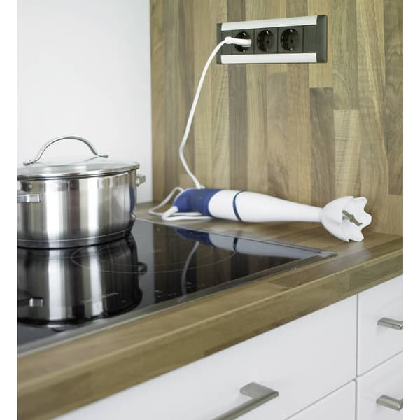 EVOline 159610001000 Grenuttag 3x Aluminium, Svart Skyddskontakt 1 st