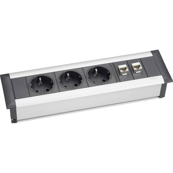 EVOline 159610001000 Grenuttag 3x Aluminium, Svart Skyddskontakt 1 st