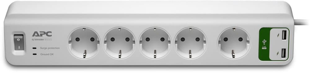 APC SurgeArrest Essential - Överspänningsskydd - AC 230 V - 2300 Watt - utgångskontakter: 5 - Tyskland - vit
