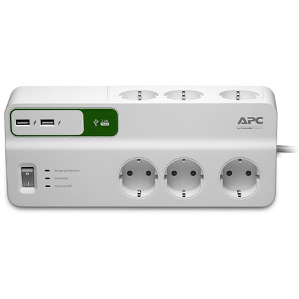 APC SurgeArrest Essential - Överspänningsskydd - AC 230 V - 2300 Watt - utgångskontakter: 6 - Tyskland - vit