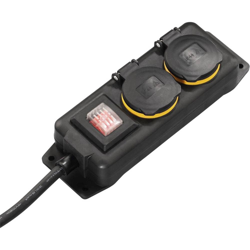 Hama 137282 Förgreningsdosa med brytare 2x Svart Skyddskontakt