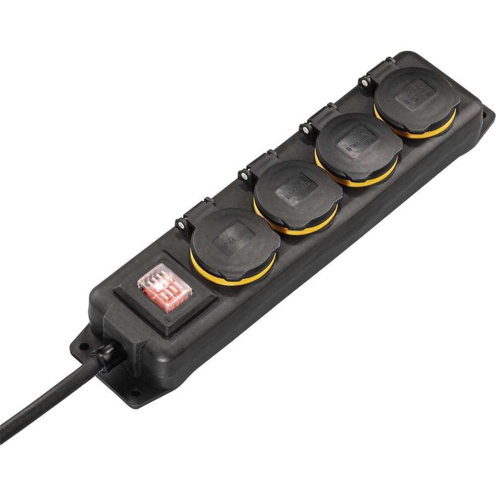 Hama 137284 Förgreningsdosa med brytare 4x Svart Skyddskontakt