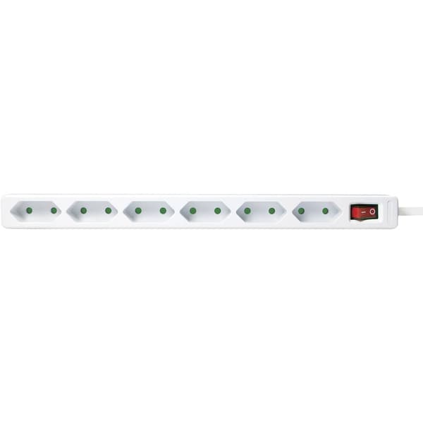 LogiLink LPS232 Förgreningsdosa med brytare 6x Vit Skyddskontakt 1 st