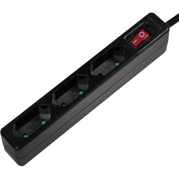 LogiLink LPS230B Förgreningsdosa med brytare 3x Svart Konturplugg 1 st