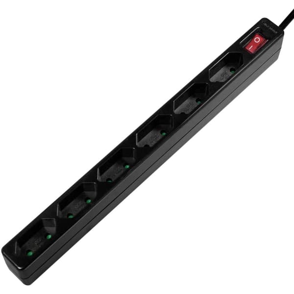LogiLink LPS232B Förgreningsdosa med brytare 6x Svart Euro-kontakt 1 st