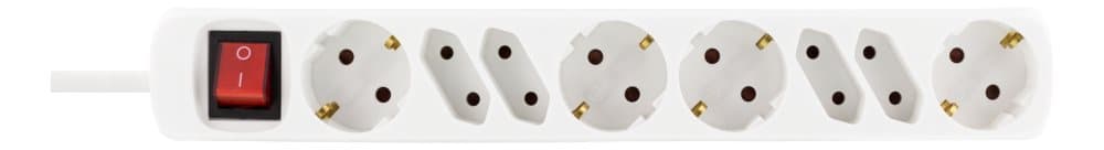 DELTACO power outlet/switch, 4xCEE 7/4 socket, 4xEU sockets,1,5m,white