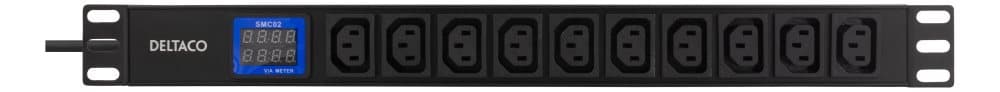 DELTACO 10-Outlet 19" power distribution unit, 2500W, C13, digital vol
