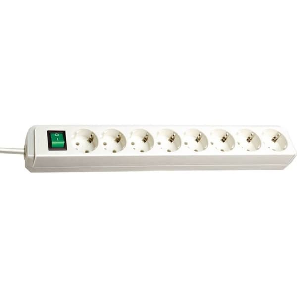 Brennenstuhl 1159320018 Förgreningsdosa med brytare 8x Vit Skyddskontakt 1 st